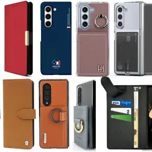 갤럭시 Z폴드 7 6 5 4 3 2 SE 제트폴드 가죽 지갑 카드 수납 힌지 전면 외부 보호 클리어 핸드폰 케이스