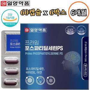 일양약품 포스파티딜세린 PS 60캡슐 6박스 6개월 비타민E 아연 기억력 인지력 면역력 케어 두뇌 건강 징코