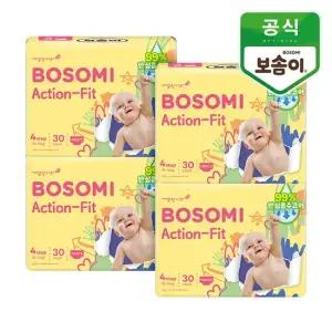 보솜이 액션핏 남녀공용 팬티형 기저귀 대형 30개입 4개