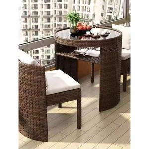 라탄 테이블 세트 발코니 의자 정원