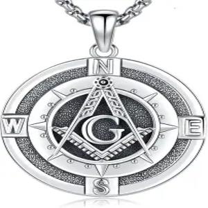 남성 DRINSPER 925 스털링 실버 컴퍼스 목걸이 여성 펜던트 크리스마스 선물 그의 생일 22+2 스테인리스