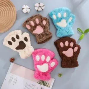 [하프클럽/]귀여운 곰돌이 장갑 방한 용 손토시 겨울 털장갑