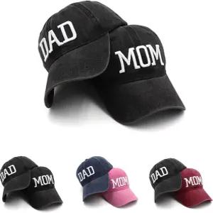 엄마 아빠 모자 아버지의 날 엄마의 새 선물 부부 부모님을 위한 자수 조절 야구