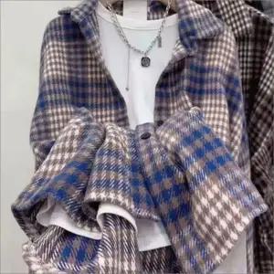 체크남방 기모 여성 모직 3색 셔츠 루즈핏 여성남방 오버핏 겨울 체크