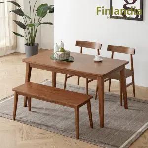 오로라 월넛 4인 식탁세트(의자2+벤치1)