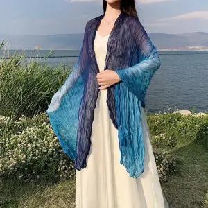 써머레 스카프 여성 린넨 간절기 그라데이션 비치 목도리 숄 여름 소재 봄 마 머플러 롱 K1328