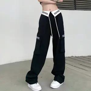 여성 비보이 와이드 힙합 바지 로우라이즈 카고팬츠 프린팅