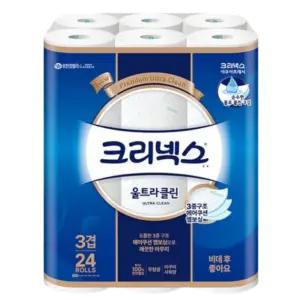 크리넥스 3겹 울트라클린 천연펄프 화장지 25M 24롤x1팩