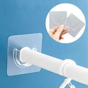 거치대 압축봉 커튼봉 고정 스티커 2P 무타공 브라켓 다용도후크