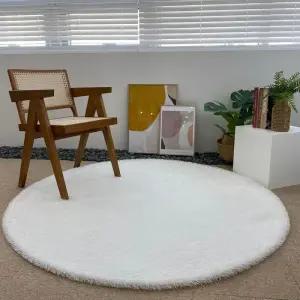[룽스]없는 물세탁 샤기 화이트 거실러그 원형러그150원형