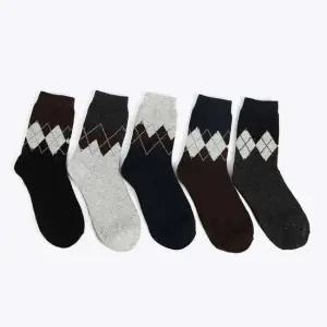 남자 중목 양말 5켤레 신사 패턴 캐주얼 겨울 패턴