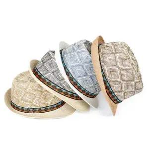 남성 다이아 밀짚 페도라 1P 클래식 땀흡수띠 모자 중절모