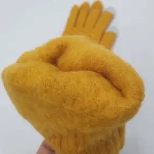 남녀공용 스마트폰 터치 니트장갑 머스타드 스마트폰장갑