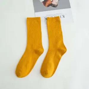 여성 데일리 골지 양말 겨자 여성양말
