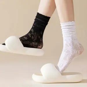 발편한양말여자봄양말 여자 봄 여름 패션 니 삭스 레이스 주름 양말 코디