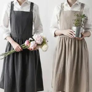 앞치마 카페 원피스 원예 어린이집 주방 린넨 심플