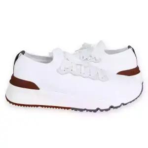 디몬트 브루넬로쿠치넬리 남성 레더 패치 니트 러너 스니커즈(화이트) MZUPMBO252 CJ987
