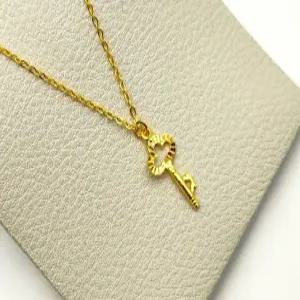 24K 순금 1돈 커팅 열쇠 펜던트 목걸이(18K 연결고리 장식)