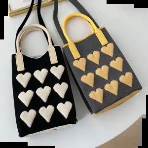 가방 휴대폰 수납 토트백 하트 크로스백 니트 미니백