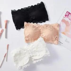 심리스 키밍 레이스 튜브탑 오프숄더 노와이어 브라