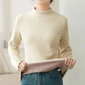 보온티셔츠 기모 여성 방한 반폴라 겨울 긴팔티셔츠