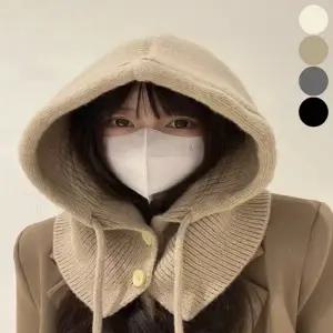 겨울 여자 여유핏 후드 보온 니트 넥워머 바라클라바