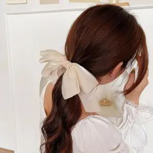 헤어 리본 여성 편한 쉬폰 바나나핀 포니테일 올림머리핀 여자