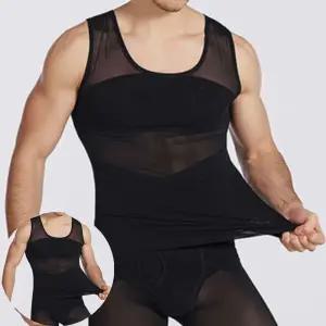 남성보정속옷 남성 머슬핏 민소매 체형 몸매 뱃살 보정 나시 블랙