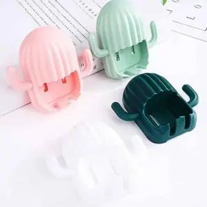 ( )선인장 다용도 칫솔걸이 흰색 칫솔꽂이 컵걸이 무타공칫솔걸이 욕실컵홀더