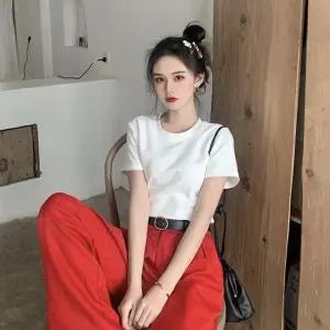 무지 이너 슬림핏 여성 라운드 반팔 티셔츠 LK-T11