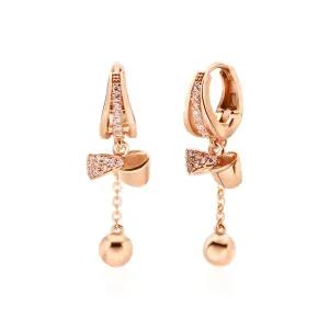 18K 리본 드롭 볼 큐빅 원터치 링 귀걸이 한쌍 JNE24863