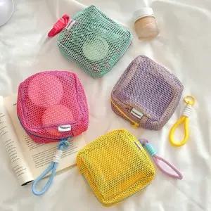 지앤지 튼튼한 키링 파우치 그물 메쉬 여행용 립스틱 화장품 가방 미니백 이너백 소지품 정리 스트랩