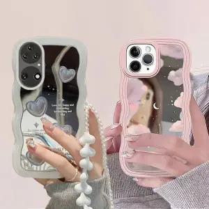 유니블링 갤럭시 s24 s23 s22 s21 물결 하트 구름 미러 케이스