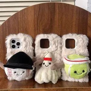 유니블링 아이폰 귀여운 커플 스포츠 공 캐릭터 인형 털 케이스