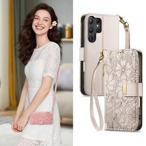 여성 소녀 크로스바디 지갑 카드 홀더 플립 가죽 케이스 삼성 S22 갤럭시 플러스 S24 S23 울트라 FE S25+ S25 커버 엣지