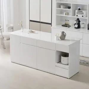 시오 E0 키높은 이지수납 광파오븐 아일랜드 홈바 식탁 렌지대 수납장 2000X75