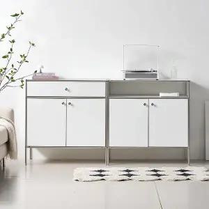 [지베스]시엘 1600 미드센츄리 높은 도어 서랍 선반 수납장