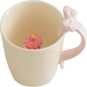 생일 케이크 활 손잡이가 있는 DIHOclub 세라믹 커피 머그잔 기념 선물용 참신한 티컵 크림