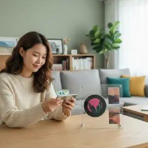 (타입 CD 1+포카 2)투명 아크릴 케이스 정리함 음반 보관 거치대 CD 스탠드