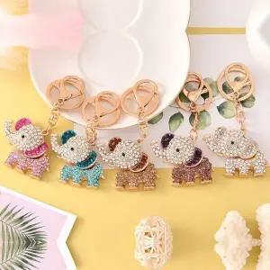 [하프클럽/]다이아몬드 코끼리 열쇠고리 고리 가방 장식 키홀더 키링