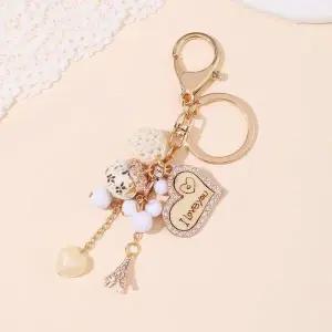 [하프클럽/]하트 모양 나무 키링 고리 가방 장식 키홀더 액세서리