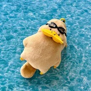 [하프클럽/]수영용 가방 오리 인형 너구리 키링 수영장 장식 열쇠고리 백참