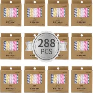 PHD 케이크 288색 나선형 생일 양초 케이크용 컵케이크 파티 축하