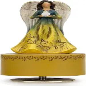 YT3 스튜디오 뮤직 박스 가디언 엔젤 피규어 하트를 들고 있는 모습 조각된 손으로 그린 크리스마스 생일