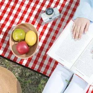 접이식 패브릭 돗자리 여행용 한강 매트 야외 소품 피크닉 소풍 텐트 방수 캠핑 체크