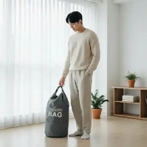 (색상 딥 그레이)빨래 보관용 수납 가방 정리용 파우치 세탁물 정돈백