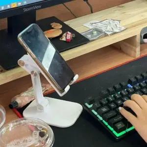 ( )가방쏙 4단 폴딩 휴대폰 거치대 화이트 만능 핸드폰 태블릿 탁상용