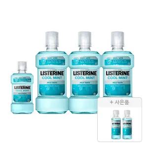 리스테린액 쿨민트 마일드 750ml, 3개+250ml, 1개+증정(쿨민트 마일드 100ml, 2개)