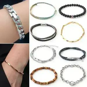 써지컬스틸 가죽 원석 끈 실 매듭 소원 팔찌 남자 여자 우정 커플 패션 체인
