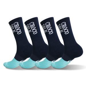크로커다일 남성 스포츠 쿠션 투톤 배색 장목 양말 CD4SK1032, 네이비, 4족